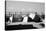 Row Boats on Ocean Beach Fire Island New York B/W-null-Stretched Canvas