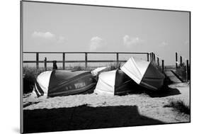 Row Boats on Ocean Beach Fire Island New York B/W-null-Mounted Photo