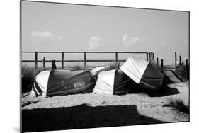 Row Boats on Ocean Beach Fire Island New York B/W-null-Mounted Photo