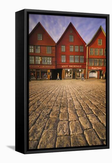 Row Houses in Bryggen-Jon Hicks-Framed Stretched Canvas