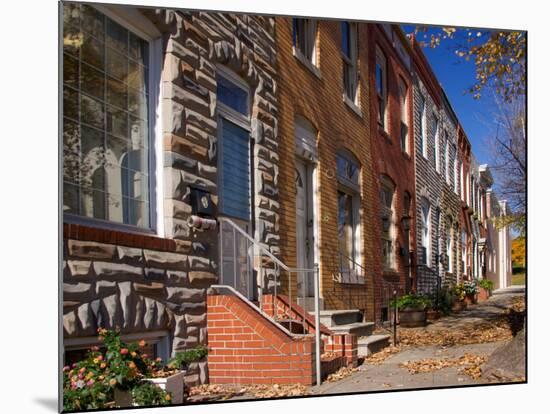 Row Houses in Fells Point Neighborhood, Baltimore, Maryland, USA-Scott T. Smith-Mounted Photographic Print