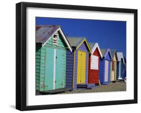 Row of Beach Huts Painted in Bright Colours, Brighton Beach, Near Melbourne, Victoria, Australia-Mawson Mark-Framed Photographic Print