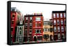 Row of Brick Houses in Boston Historical North End-elenathewise-Framed Stretched Canvas