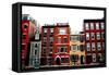 Row of Brick Houses in Boston Historical North End-elenathewise-Framed Stretched Canvas