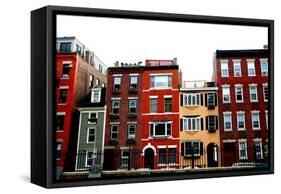 Row of Brick Houses in Boston Historical North End-elenathewise-Framed Stretched Canvas