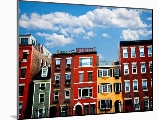 Row of Brick Houses in Boston Historical North End-elenathewise-Mounted Photographic Print
