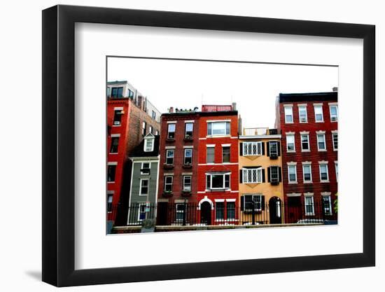 Row of Brick Houses in Boston Historical North End-elenathewise-Framed Photographic Print