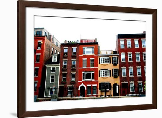 Row of Brick Houses in Boston Historical North End-elenathewise-Framed Photographic Print