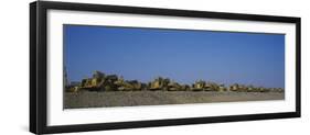 Row of Bulldozers at a Construction Site-null-Framed Photographic Print