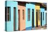 Row of Colonial Houses Painted Bright Colours-Lee Frost-Stretched Canvas