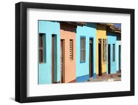Row of Colonial Houses Painted Bright Colours-Lee Frost-Framed Photographic Print