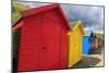 Row of Colourful Beach Huts and their Shadows, with Grassy Cliffs, West Cliff Beach-Eleanor Scriven-Mounted Photographic Print