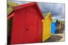 Row of Colourful Beach Huts and their Shadows, with Grassy Cliffs, West Cliff Beach-Eleanor Scriven-Mounted Photographic Print