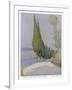 Row of Cypress Trees Edge the Path Near Salo Lake Garda-M. Mccrossan-Framed Art Print