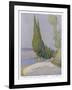 Row of Cypress Trees Edge the Path Near Salo Lake Garda-M. Mccrossan-Framed Art Print