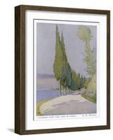 Row of Cypress Trees Edge the Path Near Salo Lake Garda-M. Mccrossan-Framed Art Print