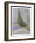 Row of Cypress Trees Edge the Path Near Salo Lake Garda-M. Mccrossan-Framed Art Print