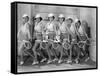 Row of Female Tennis Players in Matching Outfits-null-Framed Stretched Canvas