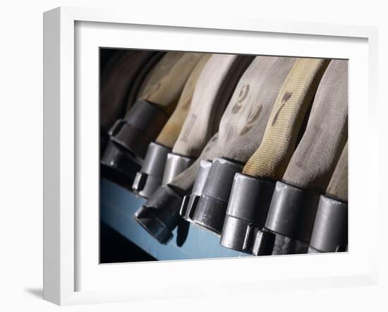 Row of Fire Hoses-null-Framed Photographic Print