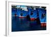 Row of fishing boats.-Natalie Tepper-Framed Photo