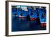 Row of fishing boats.-Natalie Tepper-Framed Photo