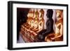 Row of golden Buddha statues, earth witness gesture, Wat Pho (Temple of the Reclining Buddha)-Godong-Framed Photographic Print