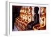 Row of golden Buddha statues, earth witness gesture, Wat Pho (Temple of the Reclining Buddha)-Godong-Framed Photographic Print