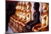 Row of golden Buddha statues, earth witness gesture, Wat Pho (Temple of the Reclining Buddha)-Godong-Mounted Photographic Print