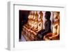 Row of golden Buddha statues, earth witness gesture, Wat Pho (Temple of the Reclining Buddha)-Godong-Framed Photographic Print