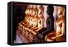 Row of golden Buddha statues, earth witness gesture, Wat Pho (Temple of the Reclining Buddha)-Godong-Framed Stretched Canvas