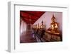 Row of golden Buddha statues, earth witness gesture, Wat Pho (Temple of the Reclining Buddha)-Godong-Framed Photographic Print