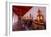 Row of golden Buddha statues, earth witness gesture, Wat Pho (Temple of the Reclining Buddha)-Godong-Framed Photographic Print