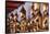 Row of golden Buddha statues, meditation, Wat Pho (Temple of the Reclining Buddha), Bangkok-Godong-Framed Stretched Canvas