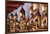 Row of golden Buddha statues, meditation, Wat Pho (Temple of the Reclining Buddha), Bangkok-Godong-Framed Photographic Print