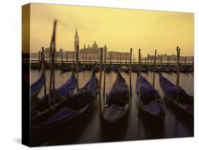 Row of Gondolas at Dawn, San Giorgio Maggiore, Venice, Veneto, Italy, Europe-Jochen Schlenker-Stretched Canvas