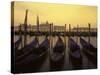 Row of Gondolas at Dawn, San Giorgio Maggiore, Venice, Veneto, Italy, Europe-Jochen Schlenker-Stretched Canvas