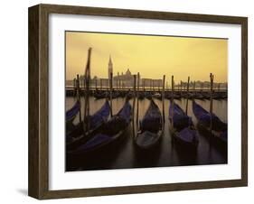 Row of Gondolas at Dawn, San Giorgio Maggiore, Venice, Veneto, Italy, Europe-Jochen Schlenker-Framed Photographic Print