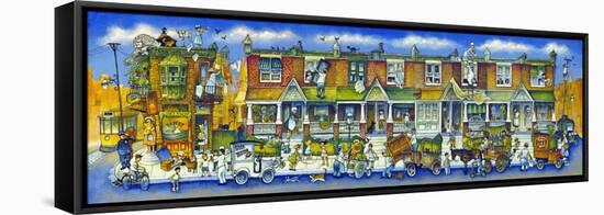 Row of Houses Long-Bill Bell-Framed Stretched Canvas