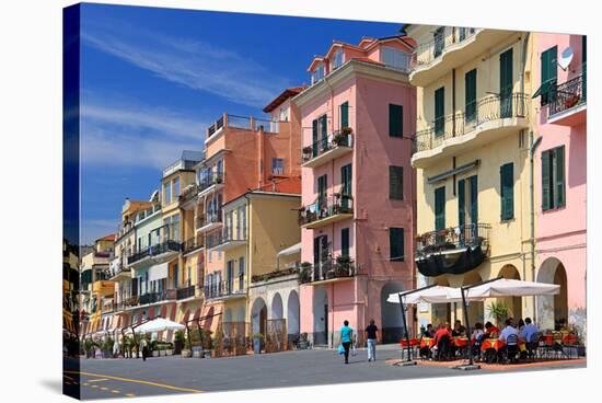 Row of Houses on the Seafront Promenade in the Urban District of Oneglia in Imperia-null-Stretched Canvas