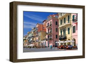 Row of Houses on the Seafront Promenade in the Urban District of Oneglia in Imperia-null-Framed Art Print