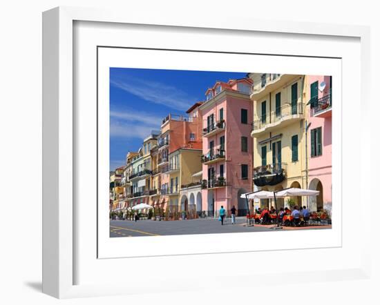 Row of Houses on the Seafront Promenade in the Urban District of Oneglia in Imperia-null-Framed Art Print