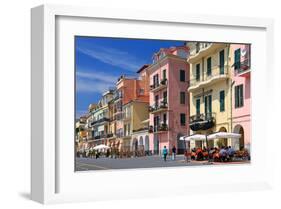 Row of Houses on the Seafront Promenade in the Urban District of Oneglia in Imperia-null-Framed Art Print