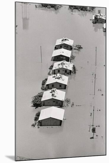 Row of Houses Sits Flooded-null-Mounted Photographic Print