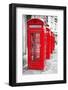 Row Of Iconic London Red Phone Cabins With The Rest Of The Picture In Black And White-Kamira-Framed Photographic Print