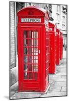 Row of Iconic London Red Phone Cabins-Kamira-Mounted Poster