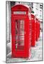 Row of Iconic London Red Phone Cabins-Kamira-Mounted Poster
