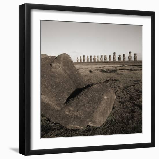 Row of Moai statues, Easter Island, Chile-null-Framed Photographic Print