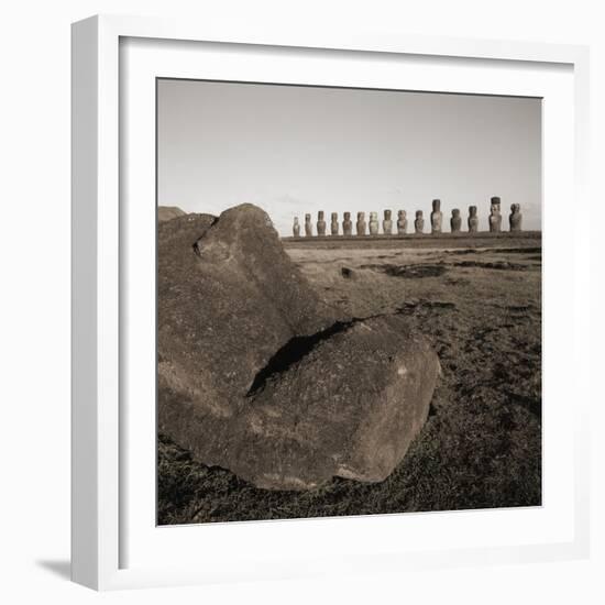 Row of Moai statues, Easter Island, Chile-null-Framed Photographic Print