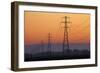 Row of Power Pylons at Sunset, Mid Canterbury, South Island, New Zealand-David Wall-Framed Photographic Print