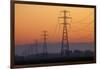 Row of Power Pylons at Sunset, Mid Canterbury, South Island, New Zealand-David Wall-Framed Photographic Print